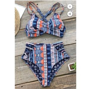 Boho Print Cross Front Bikini.